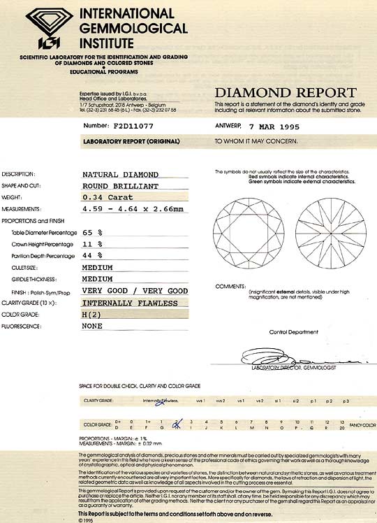 Foto 9 - Diamant 0,34 Carat Brillant IGI, Lupenrein Wesselton H, D6241