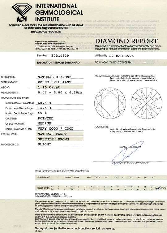 Foto 9 - Diamant 1,16ct Brillant IGI Expertise Gold Braun VVS2 , D6357