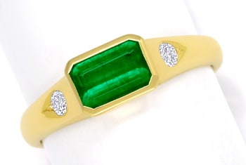 Foto 1 - Diamantring mit Smaragd in Spitzenqualität aus Gelbgold, Q1257