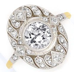 Foto 1 - Original Art Deco Einkaräter Platin-Gold-Diamanten-Ring, S4003