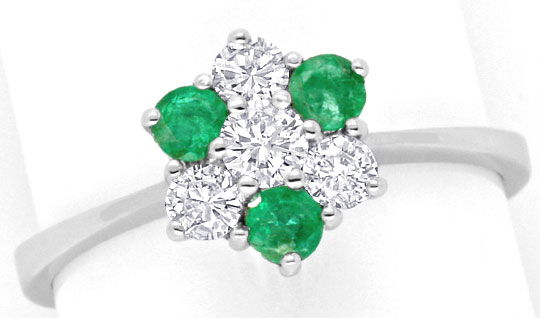 Foto 2 - Smaragd Diamant-Ring, Emeralds und Brillanten-Weißgold, S4453
