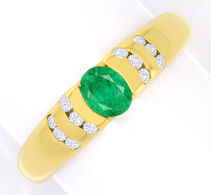 Foto 2 - Modischer Gelbgoldbandring Smaragd Brillanten, S5562